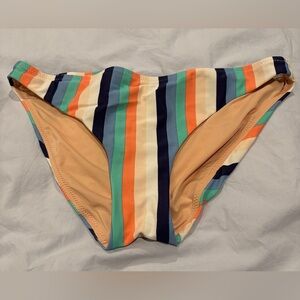 Striped J.Crew Bikini Bottoms in Navy, Teal, Orange, and Cream - medium